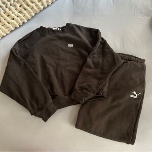 Puma Black Sweatshirt and Sweatpants Set